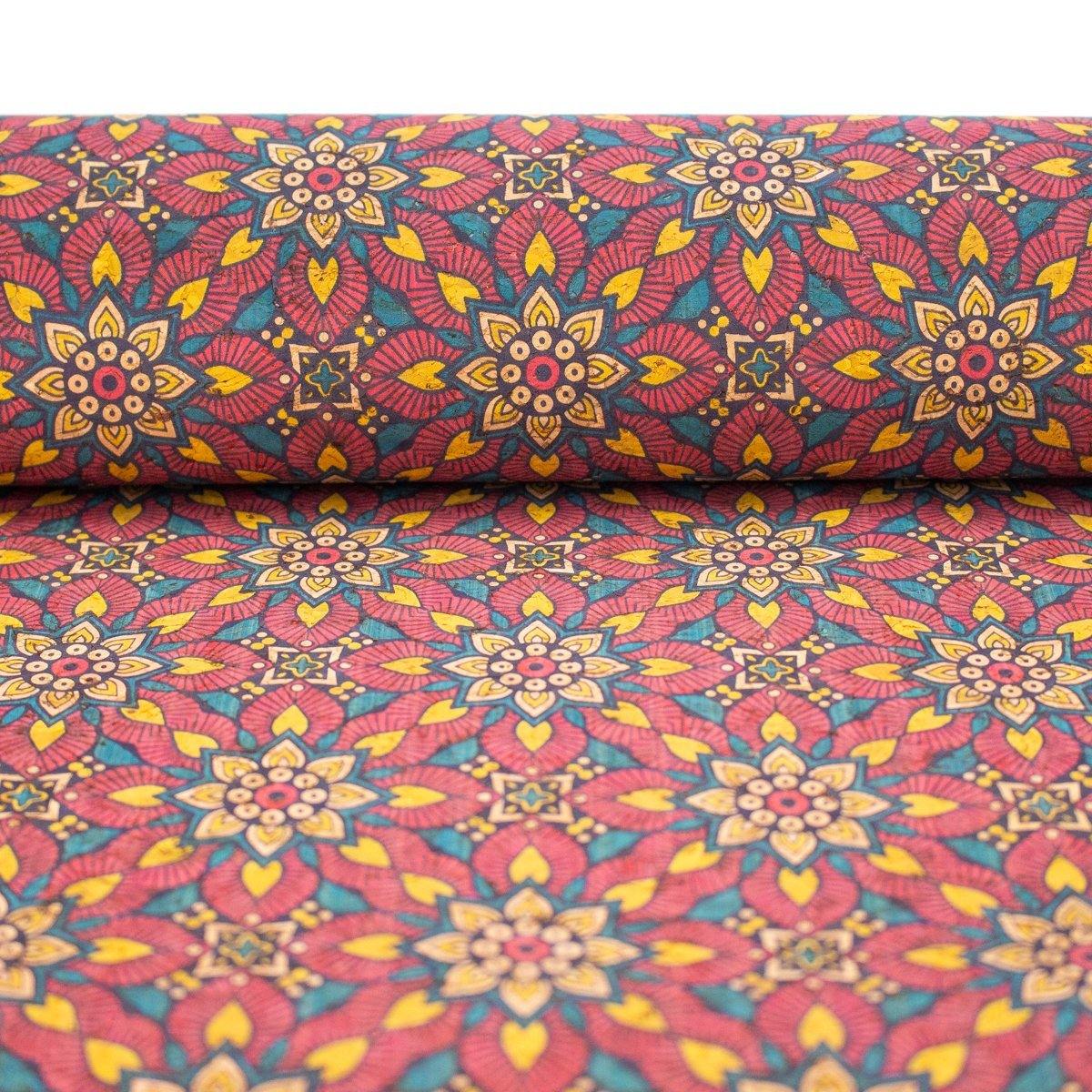 Flower tile cork fabric sheet COF-307-4